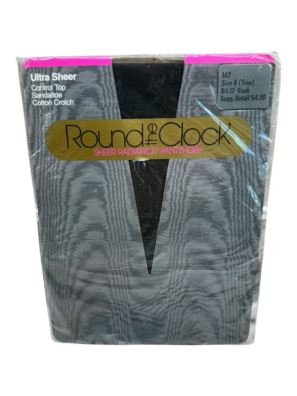 Round The Clock Control Top Ultra Sheer Radiance Pantyhose Sz B Bit O Black 147